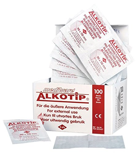 Alkotip - Salviette imbevute di alcool, sterili (confezione da 100 pezzi)